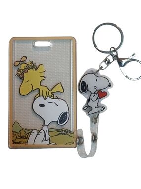 Peanuts -Retractable Snoopy Lanyard & See Through Bage Holder Woodstock & Snoopy